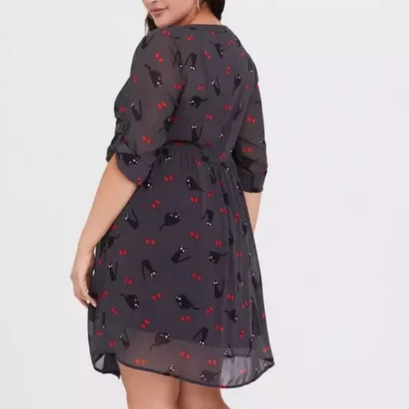 Kiki's Delivery Service X Studio Ghibi Jiji And Bows Gray Dress Size Large 12 - Picture 2 of 12